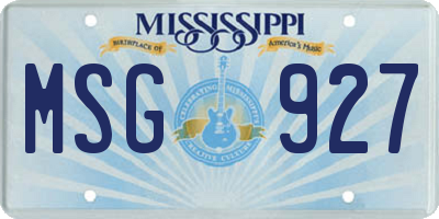 MS license plate MSG927