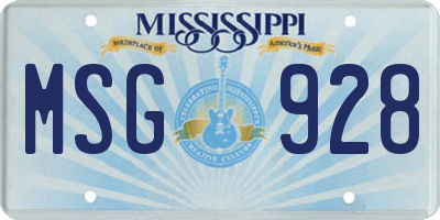 MS license plate MSG928