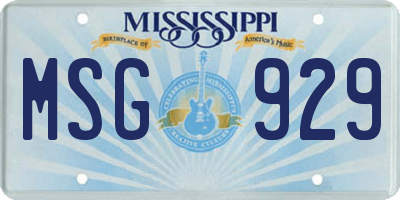 MS license plate MSG929
