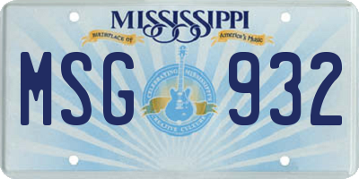 MS license plate MSG932