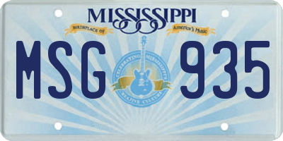 MS license plate MSG935