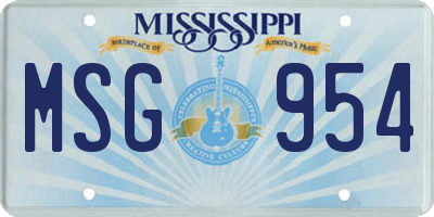 MS license plate MSG954