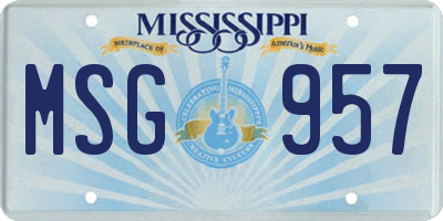 MS license plate MSG957