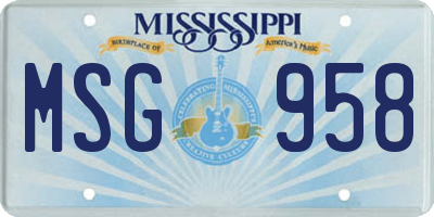 MS license plate MSG958