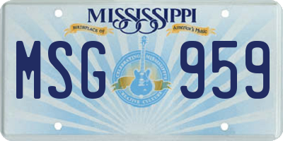 MS license plate MSG959