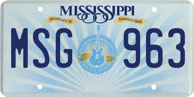 MS license plate MSG963