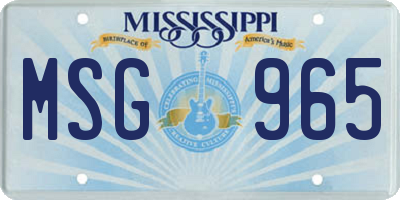 MS license plate MSG965