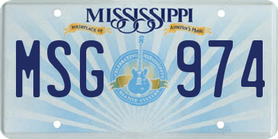 MS license plate MSG974