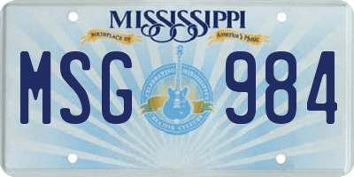 MS license plate MSG984