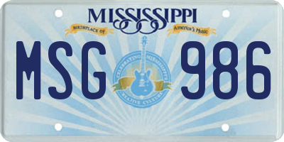 MS license plate MSG986