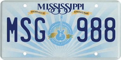 MS license plate MSG988