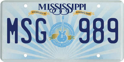 MS license plate MSG989