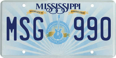 MS license plate MSG990