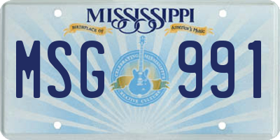 MS license plate MSG991