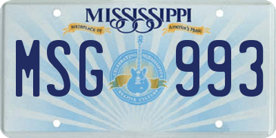 MS license plate MSG993