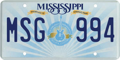 MS license plate MSG994