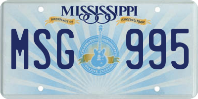 MS license plate MSG995