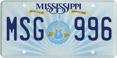 MS license plate MSG996