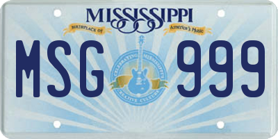 MS license plate MSG999
