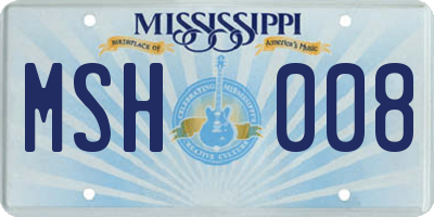 MS license plate MSH008
