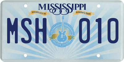MS license plate MSH010
