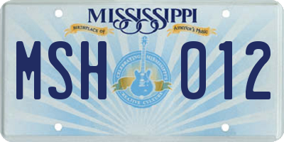 MS license plate MSH012