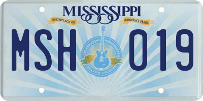 MS license plate MSH019