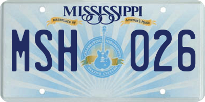 MS license plate MSH026