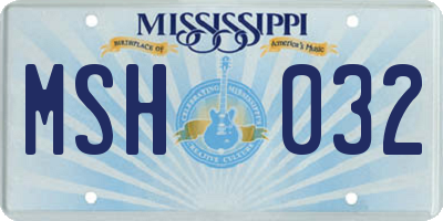 MS license plate MSH032