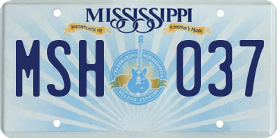 MS license plate MSH037