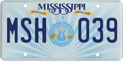 MS license plate MSH039