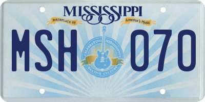 MS license plate MSH070