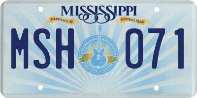 MS license plate MSH071