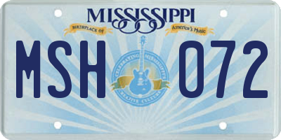 MS license plate MSH072