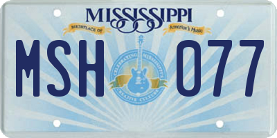 MS license plate MSH077
