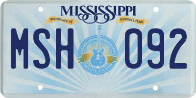 MS license plate MSH092