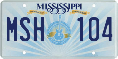 MS license plate MSH104