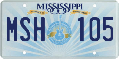 MS license plate MSH105