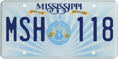 MS license plate MSH118