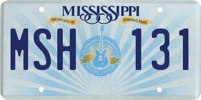 MS license plate MSH131