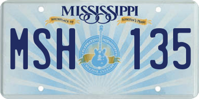 MS license plate MSH135