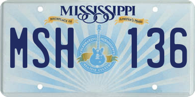 MS license plate MSH136