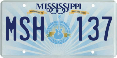 MS license plate MSH137