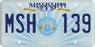 MS license plate MSH139