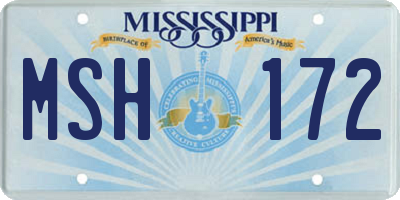 MS license plate MSH172