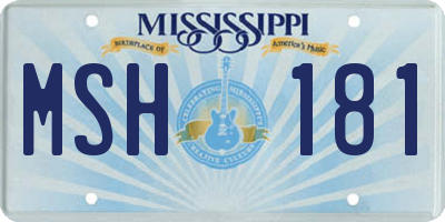 MS license plate MSH181