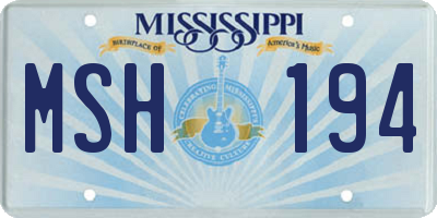 MS license plate MSH194