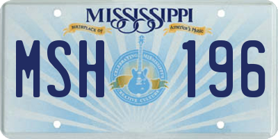 MS license plate MSH196