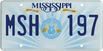 MS license plate MSH197