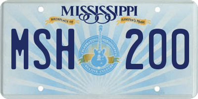 MS license plate MSH200